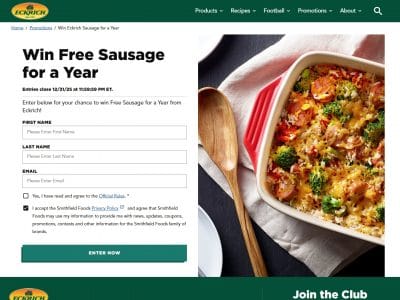 Eckrich - Win Free Sausage for a Year Sweepstakes